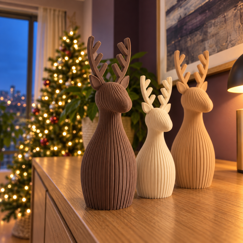 Trío de renos navideños Japandi - Familia de Renos