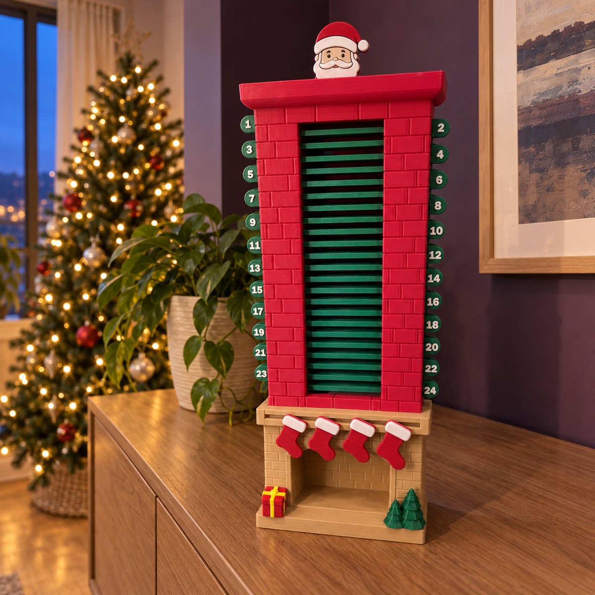 Calendario de Adviento navideño tipo Chimenea