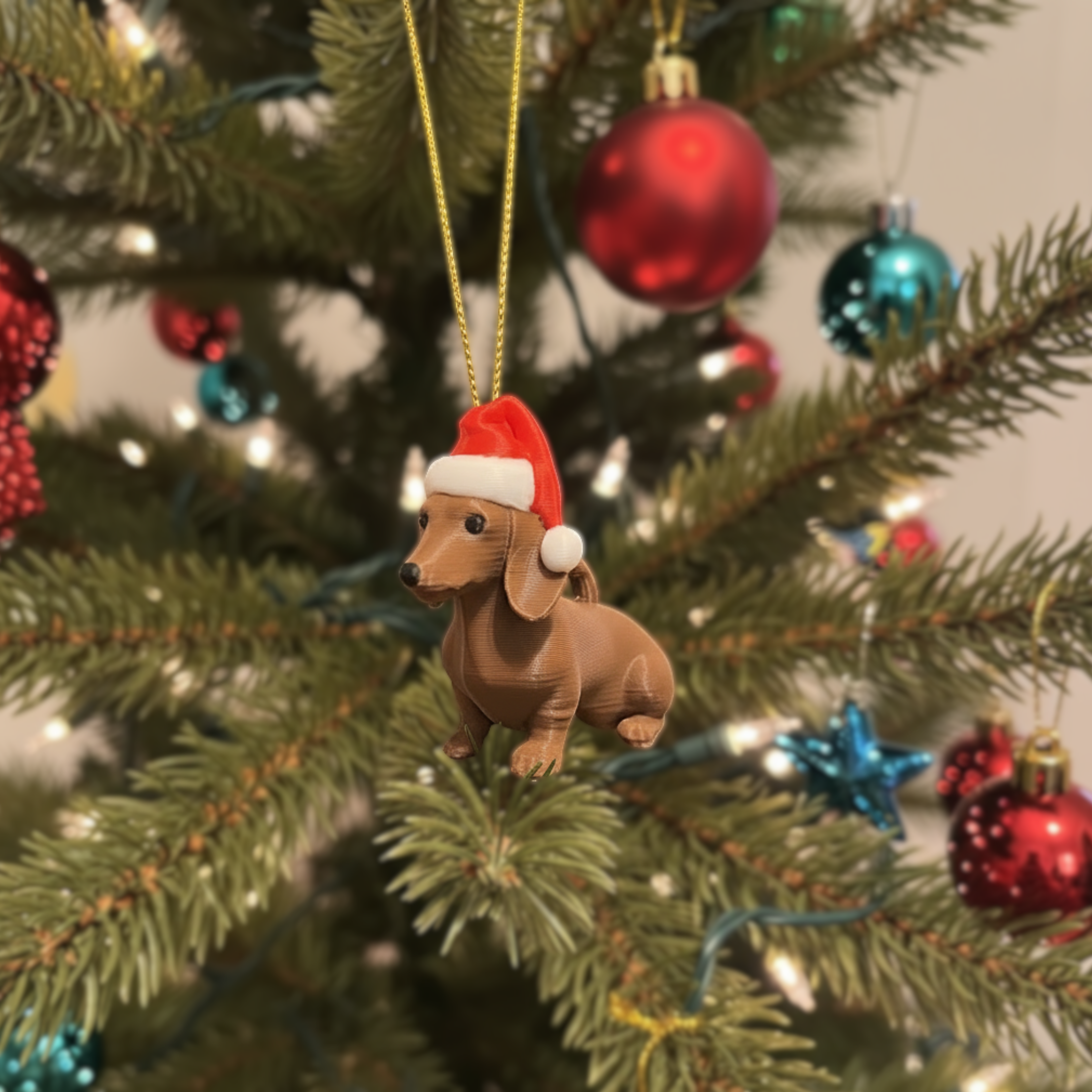 Pack de 4 Perros Salchicha Navideños Colgantes Decorativos - Crealis