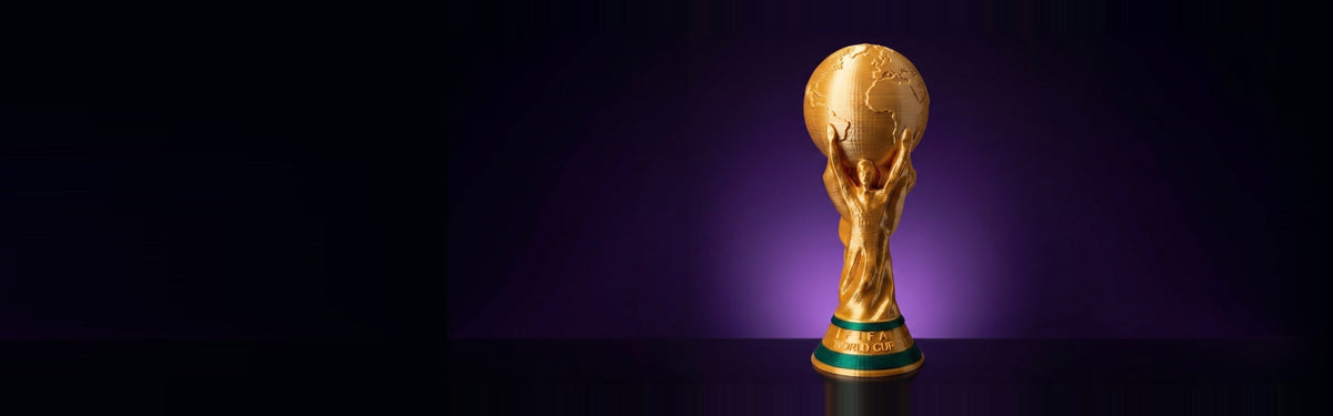 Trofeo Copa del Mundo 2026 de 32 cm impreso en 3D por Crealis