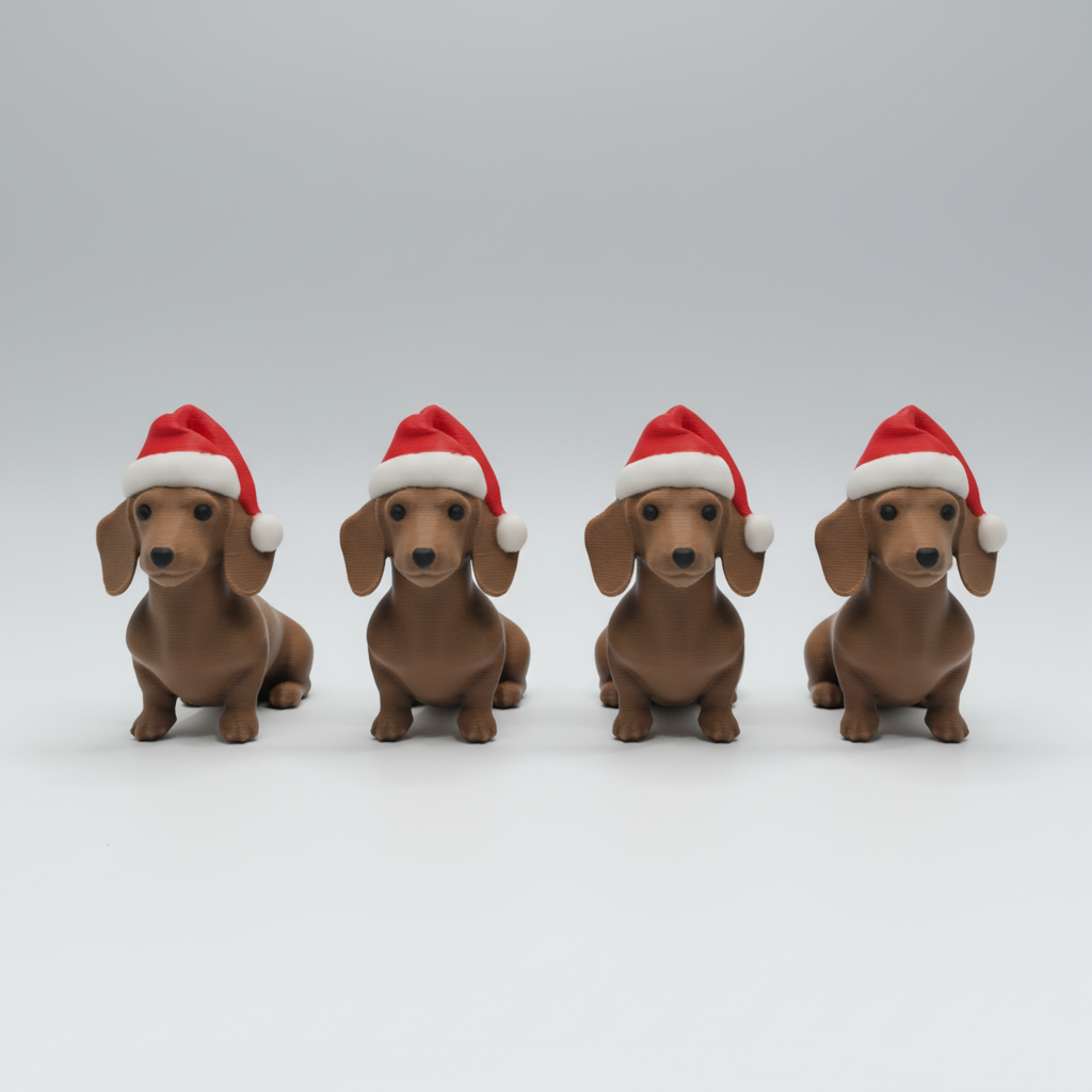 Pack de 4 Perros Salchicha Navideños Colgantes Decorativos - Crealis