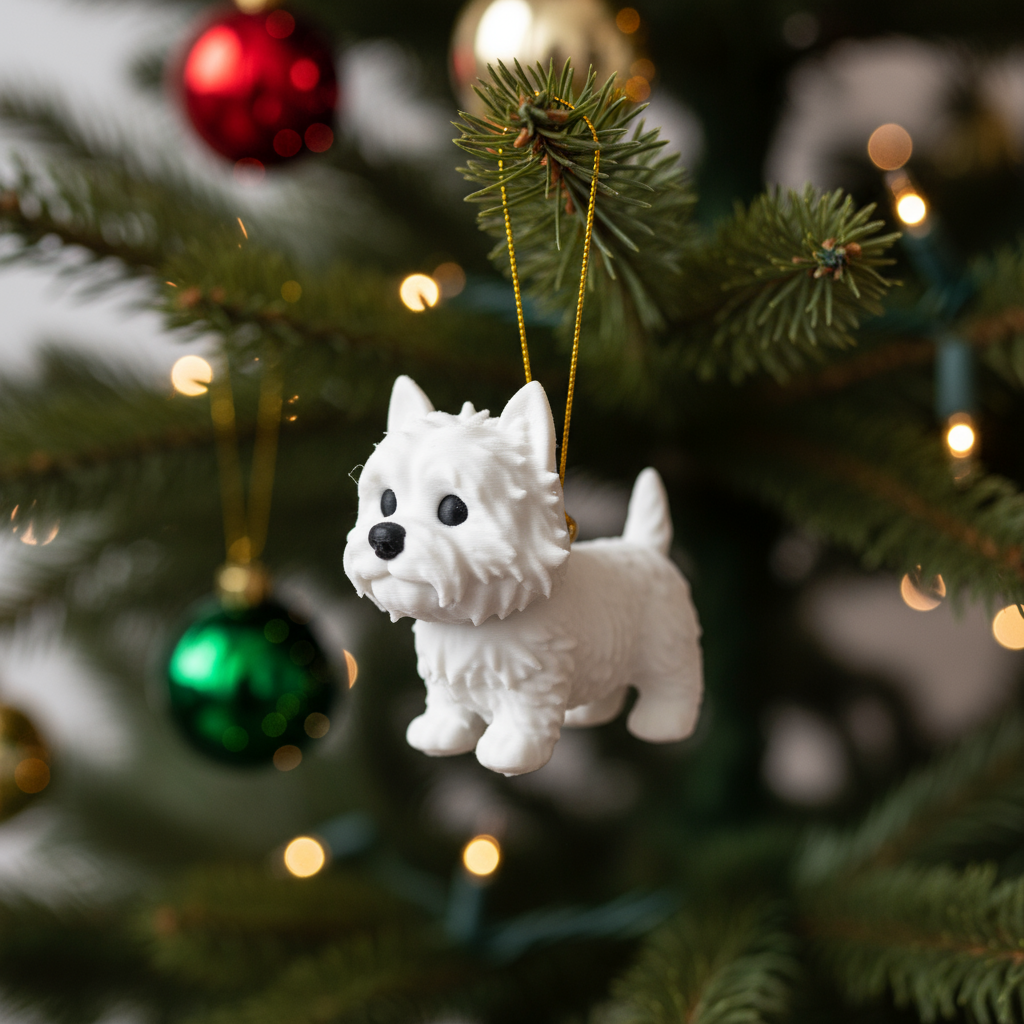 Perro Westie Colgante Decorativo Navideño - Crealis