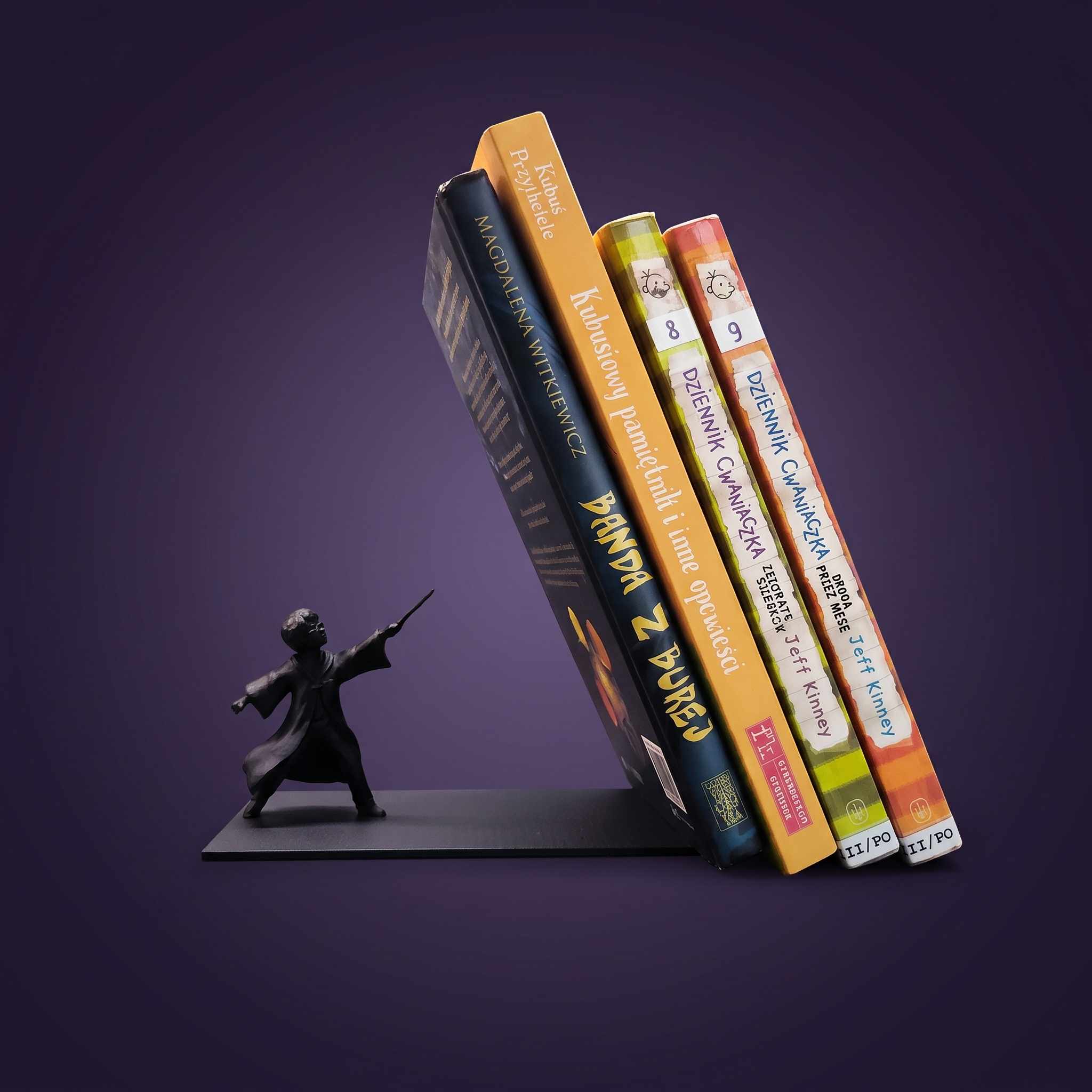 Sujetalibros Harry Potter fondo estudio morado
