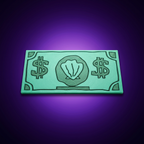 Dólar Concha de Bob Esponja para pago por contacto, foto de estudio fondo morado