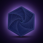 Hexágono Giratorio Antiestrés - color Azul marino, foto de estudio fondo morado
