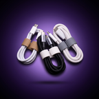 Organizador de Cables - Clip Enrollador - color Beige, foto de estudio fondo morado