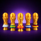 Clicker de trofeo Copa Mundial, foto de estudio fondo morado, 5 selecciones