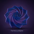Fidget antiestrés de 10 estrellas azul, fondo morado con frase Hipnótico y relajante