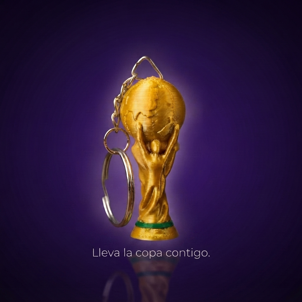Llavero Copa del Mundo con frase Lleva la copa contigo