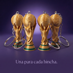 Pack 4 Llaveros Copa del Mundo con frase Una para cada hincha