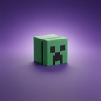 Creeper de Minecraft antiestrés con clic, fondo morado