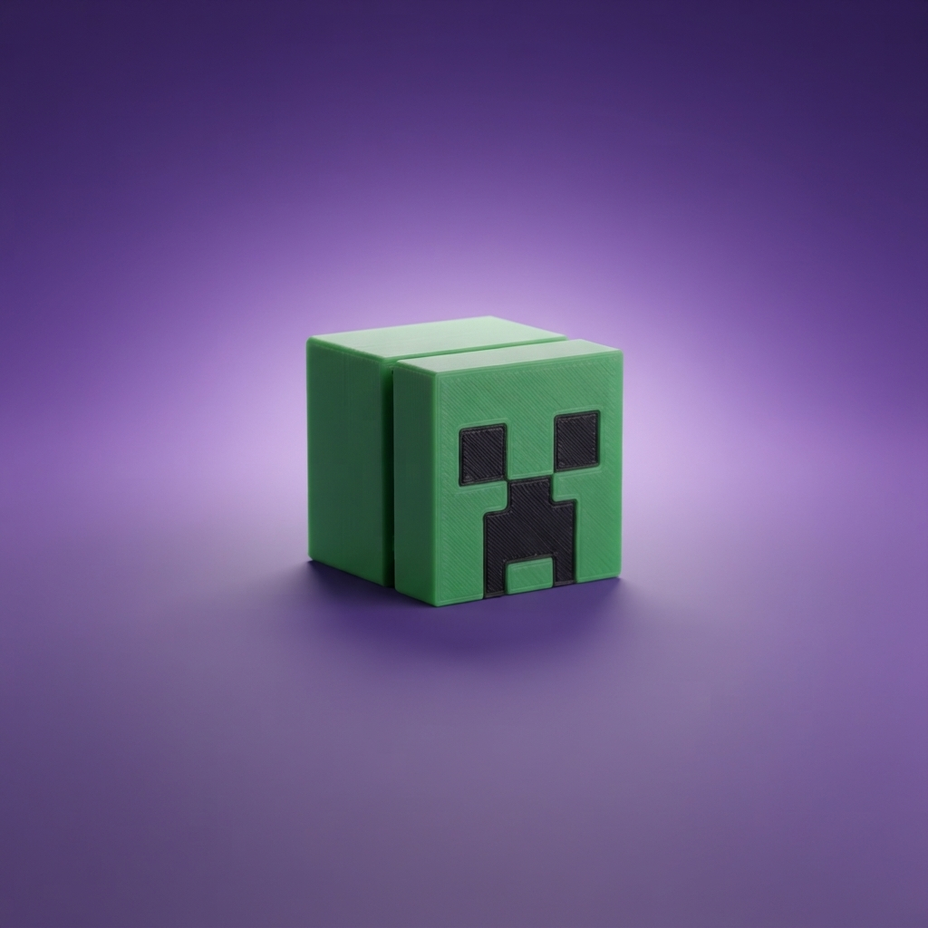 Creeper de Minecraft antiestrés con clic, fondo morado