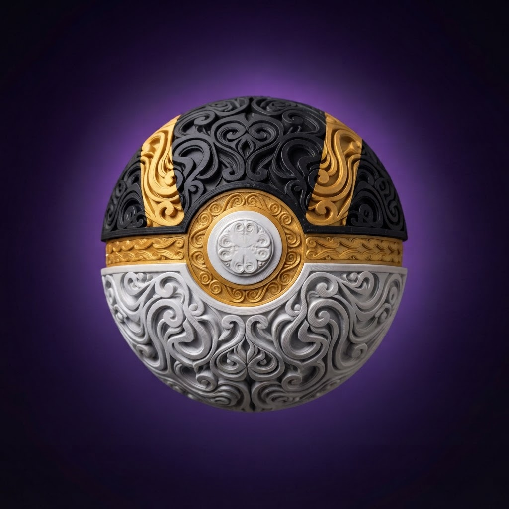 Ultra Ball decorativa, foto de estudio fondo morado