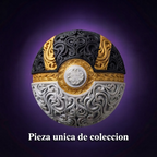 Ultra Ball decorativa, fondo morado con frase Pieza unica de coleccion