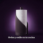 Portarrollos Japandi, fondo morado con frase Orden y estilo en tu cocina