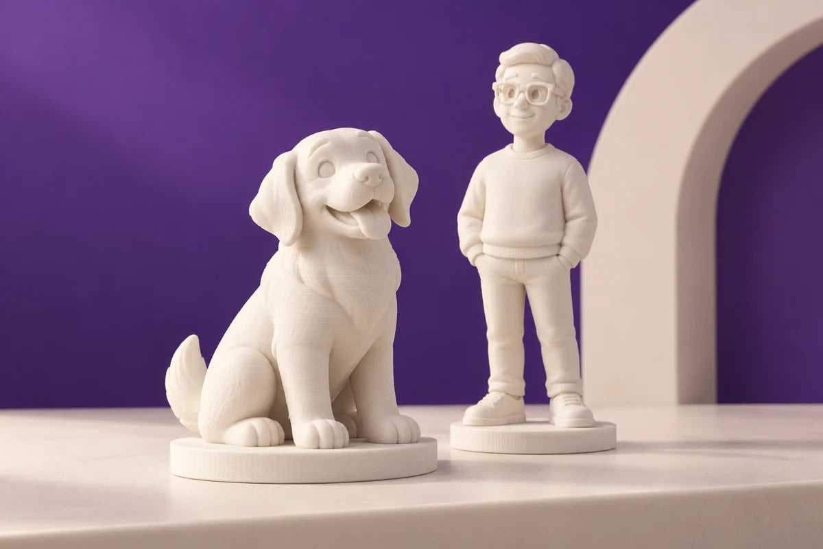 Muestras ilustrativas de una figura de perro y una figura de persona