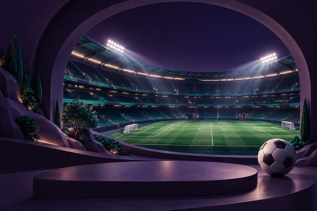 Ventana ilustrada de Deportes con un estadio